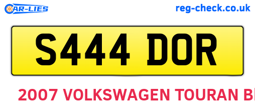 S444DOR are the vehicle registration plates.