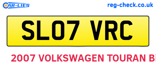 SL07VRC are the vehicle registration plates.