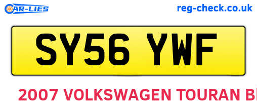 SY56YWF are the vehicle registration plates.