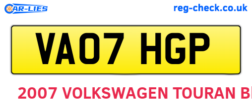 VA07HGP are the vehicle registration plates.