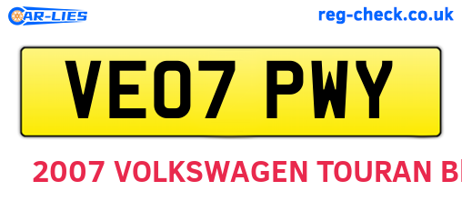 VE07PWY are the vehicle registration plates.