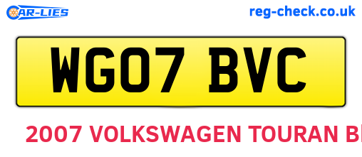 WG07BVC are the vehicle registration plates.
