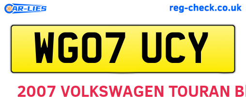 WG07UCY are the vehicle registration plates.