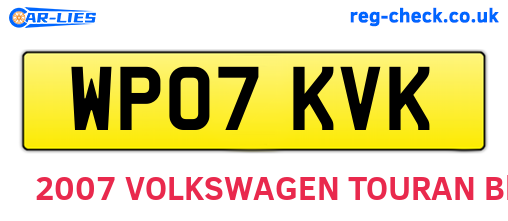 WP07KVK are the vehicle registration plates.