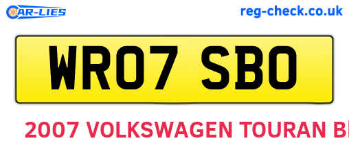 WR07SBO are the vehicle registration plates.