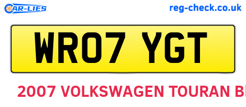 WR07YGT are the vehicle registration plates.