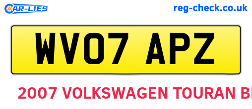 WV07APZ are the vehicle registration plates.