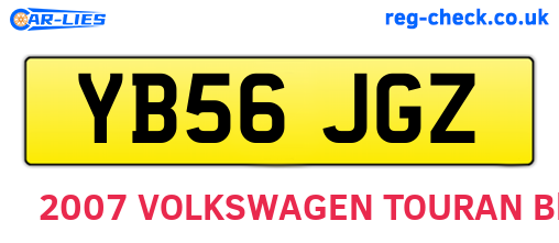 YB56JGZ are the vehicle registration plates.