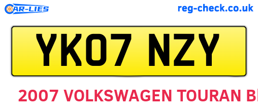 YK07NZY are the vehicle registration plates.