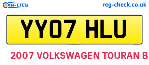 YY07HLU are the vehicle registration plates.