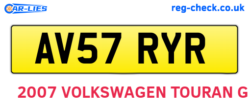 AV57RYR are the vehicle registration plates.