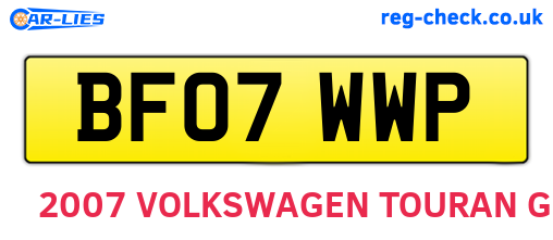 BF07WWP are the vehicle registration plates.