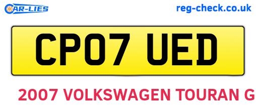 CP07UED are the vehicle registration plates.
