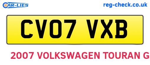 CV07VXB are the vehicle registration plates.