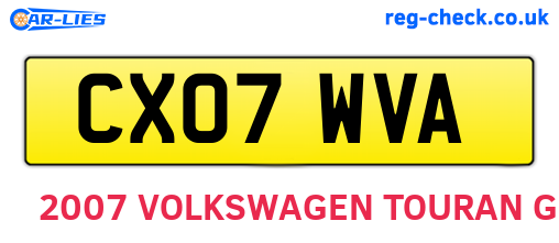 CX07WVA are the vehicle registration plates.