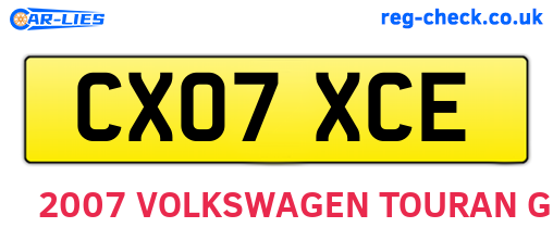 CX07XCE are the vehicle registration plates.