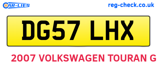 DG57LHX are the vehicle registration plates.