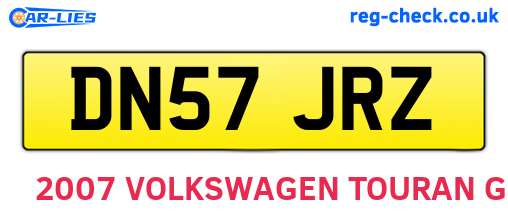 DN57JRZ are the vehicle registration plates.