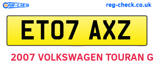 ET07AXZ are the vehicle registration plates.