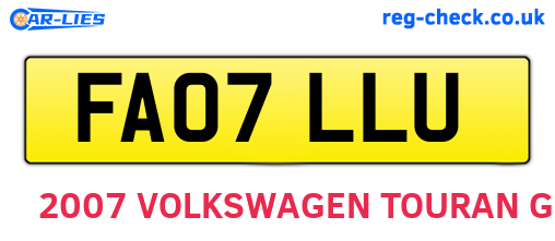 FA07LLU are the vehicle registration plates.