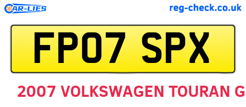 FP07SPX are the vehicle registration plates.