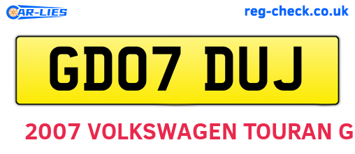 GD07DUJ are the vehicle registration plates.
