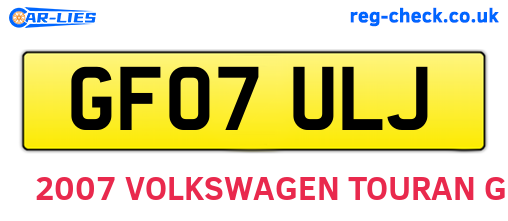 GF07ULJ are the vehicle registration plates.