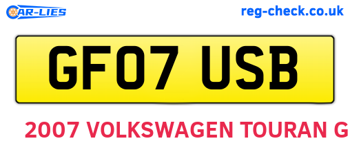 GF07USB are the vehicle registration plates.