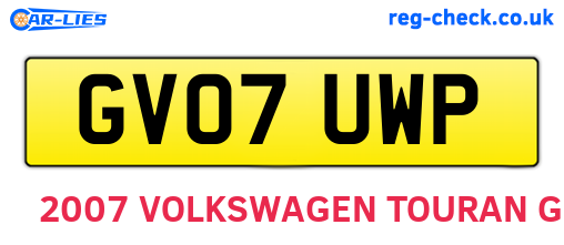 GV07UWP are the vehicle registration plates.