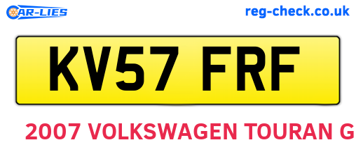 KV57FRF are the vehicle registration plates.