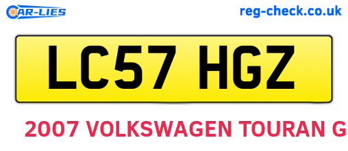 LC57HGZ are the vehicle registration plates.