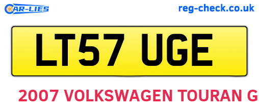 LT57UGE are the vehicle registration plates.