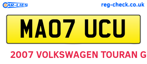 MA07UCU are the vehicle registration plates.