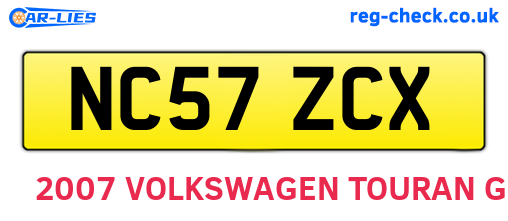 NC57ZCX are the vehicle registration plates.