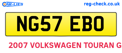 NG57EBO are the vehicle registration plates.