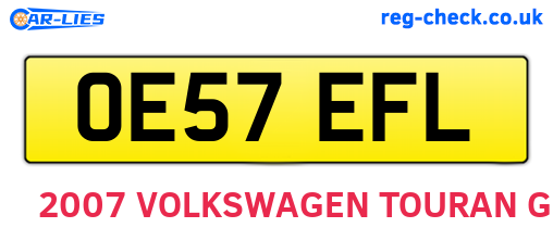 OE57EFL are the vehicle registration plates.