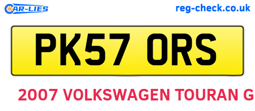 PK57ORS are the vehicle registration plates.