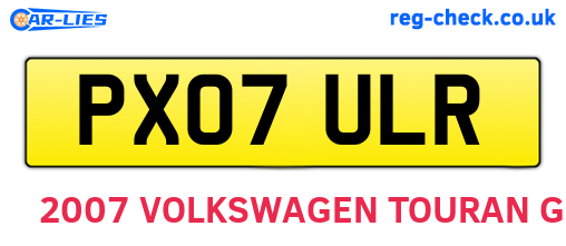 PX07ULR are the vehicle registration plates.