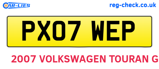 PX07WEP are the vehicle registration plates.