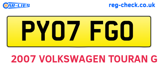 PY07FGO are the vehicle registration plates.