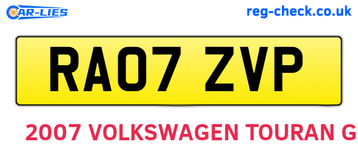 RA07ZVP are the vehicle registration plates.
