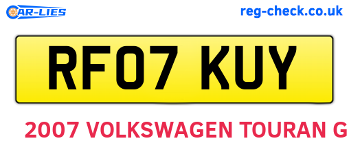 RF07KUY are the vehicle registration plates.