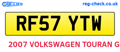 RF57YTW are the vehicle registration plates.