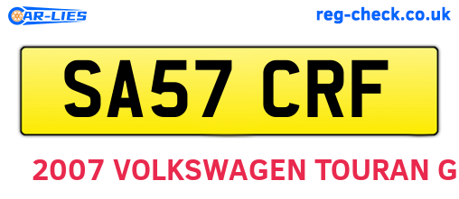 SA57CRF are the vehicle registration plates.