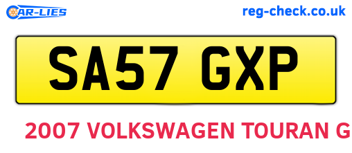 SA57GXP are the vehicle registration plates.