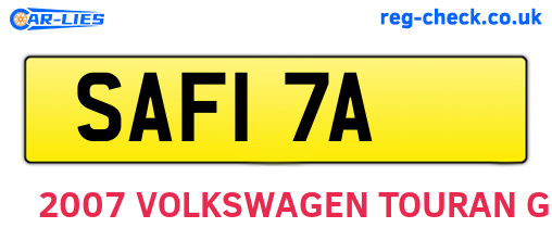 SAF17A are the vehicle registration plates.
