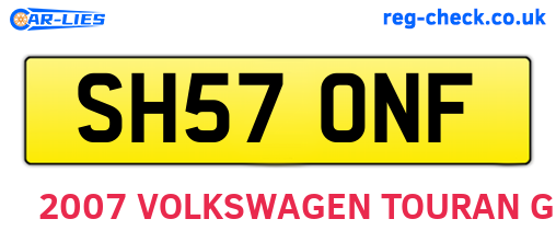 SH57ONF are the vehicle registration plates.