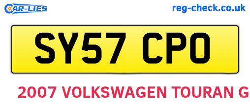 SY57CPO are the vehicle registration plates.