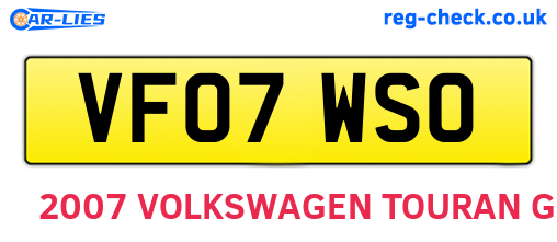 VF07WSO are the vehicle registration plates.