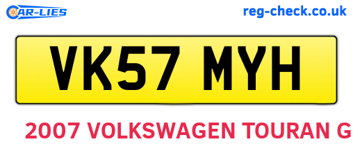VK57MYH are the vehicle registration plates.